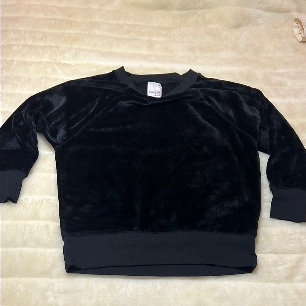 SO Black Velvet Crew Neck Sweatshirt